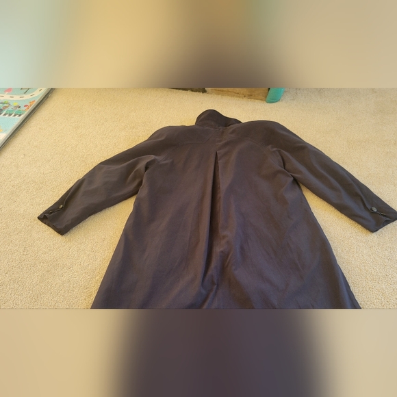 Vintage American Bazaar Navy Blue Long Trench Coat women's size 6 Preowned. - Picture 9 of 16